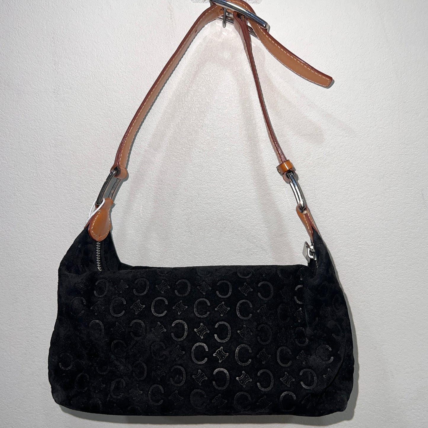 Celine Shoulder Bag Black Suede