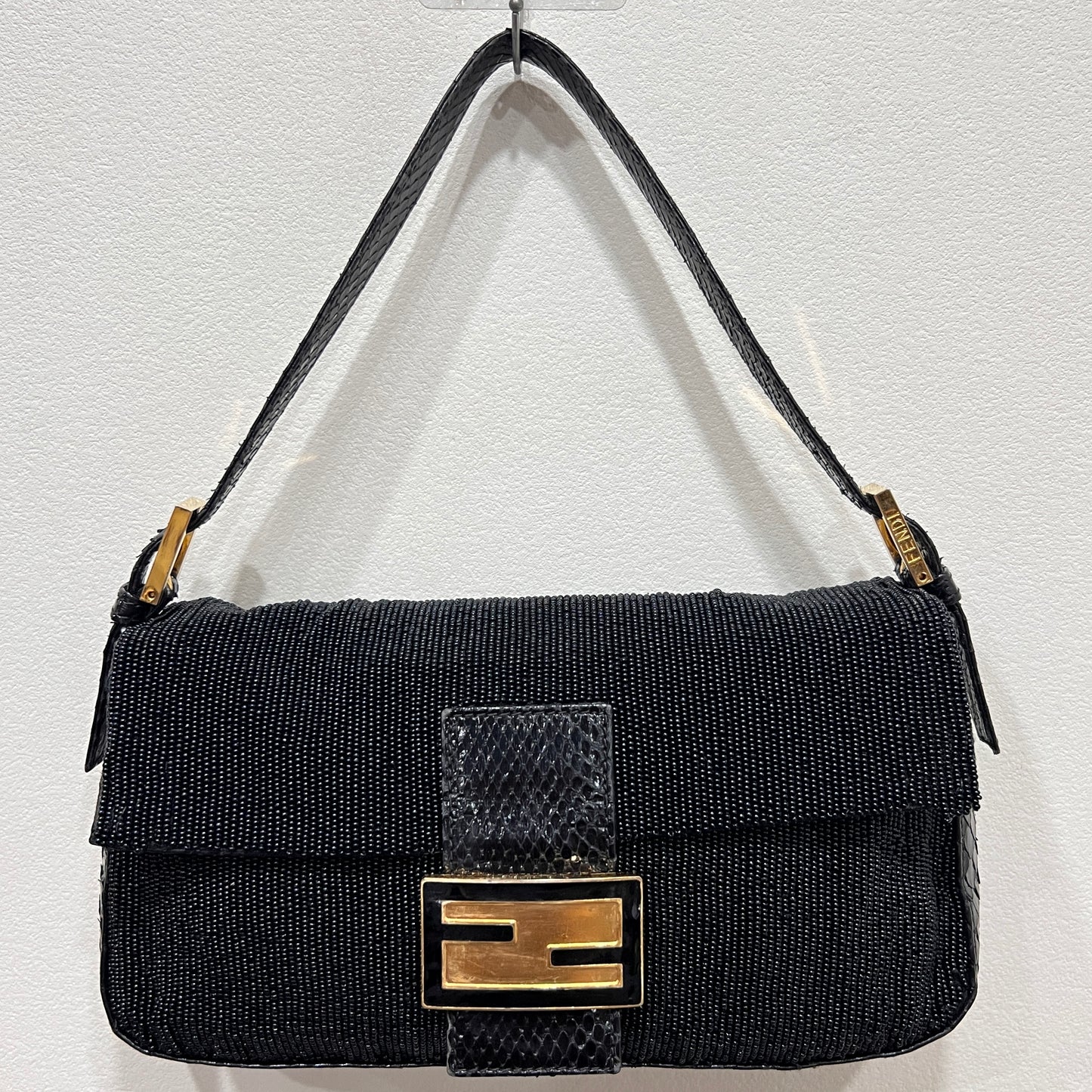 FENDI Beaded and Phyton Baguette