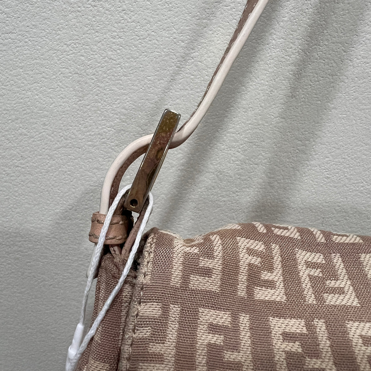 FENDI Mamma Baguette Zuccino Canvas in Old Rose Gold