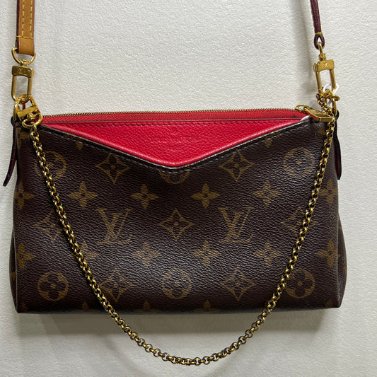 LOUIS VUITTON Pallas Clutch Red with Long Strap