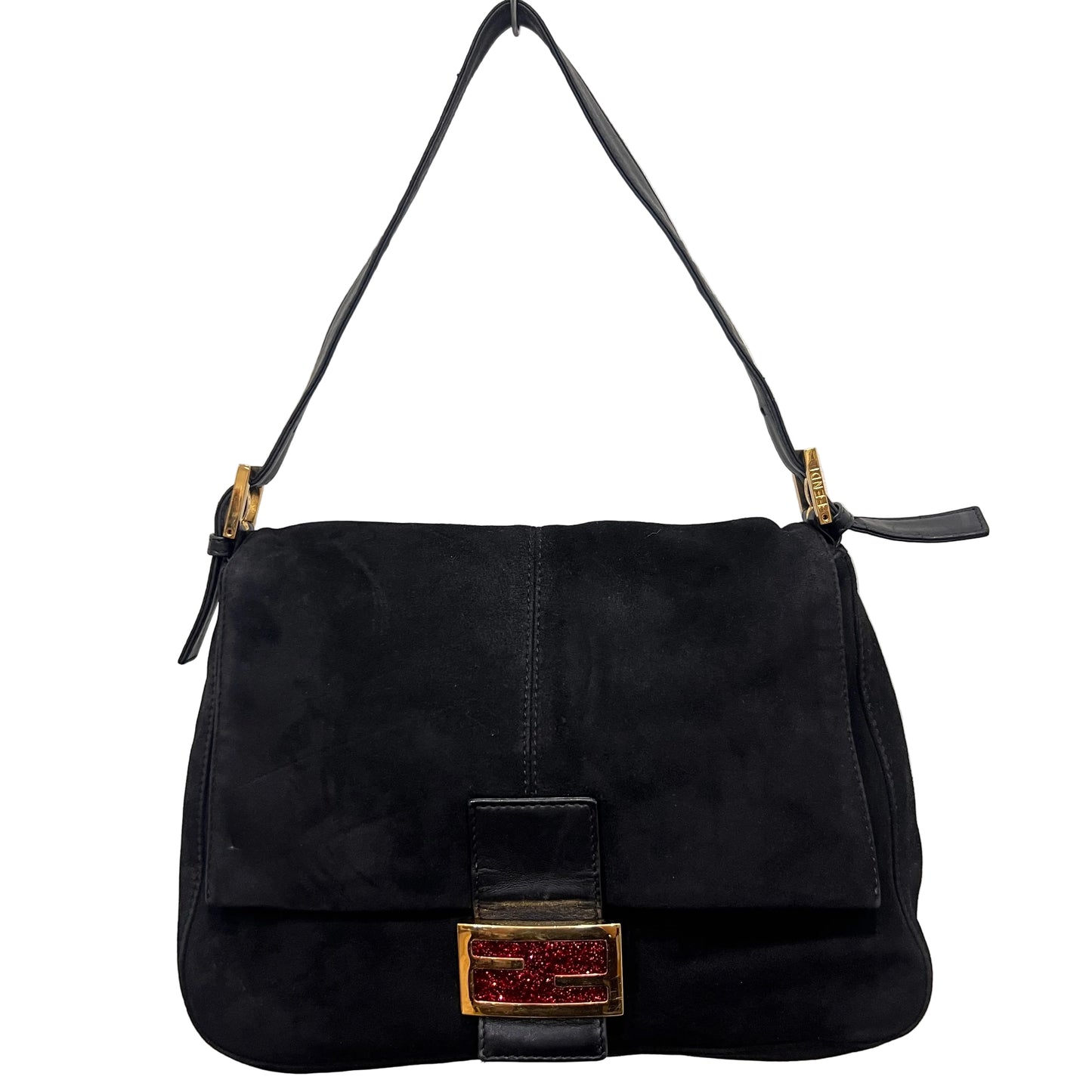 FENDI Black Suede Mamma Baguette