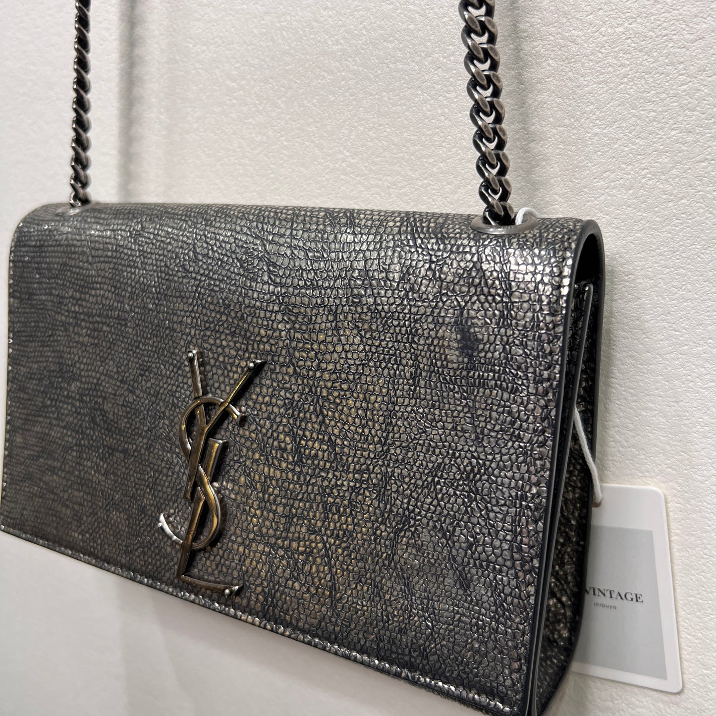 YSL Metallic Lizard-embossed Calf Leather