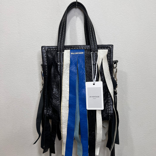 BALENCIAGA Convertible Fringe Striped Leather