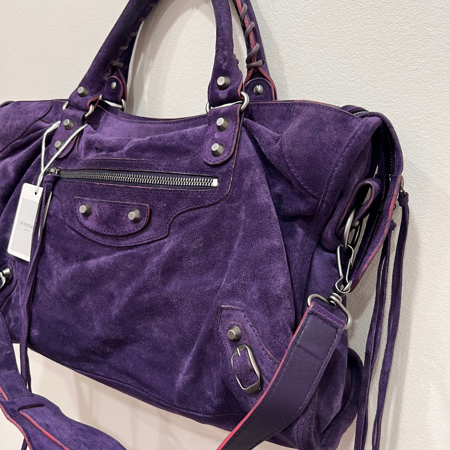 BALENCIAGA City Purple Suede leather