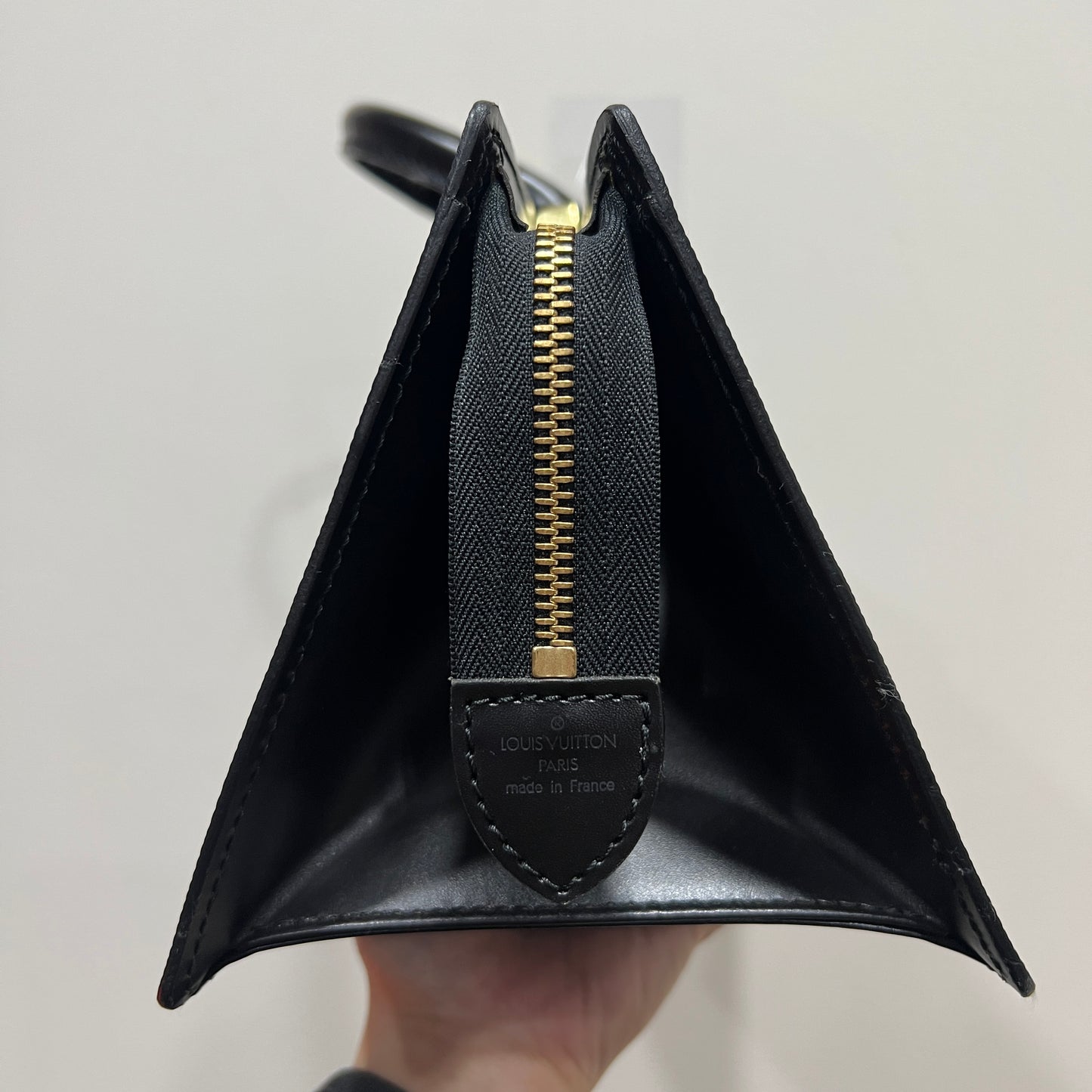 LOUIS VUITTON Epi Black Leather Tricot Triangle Bag