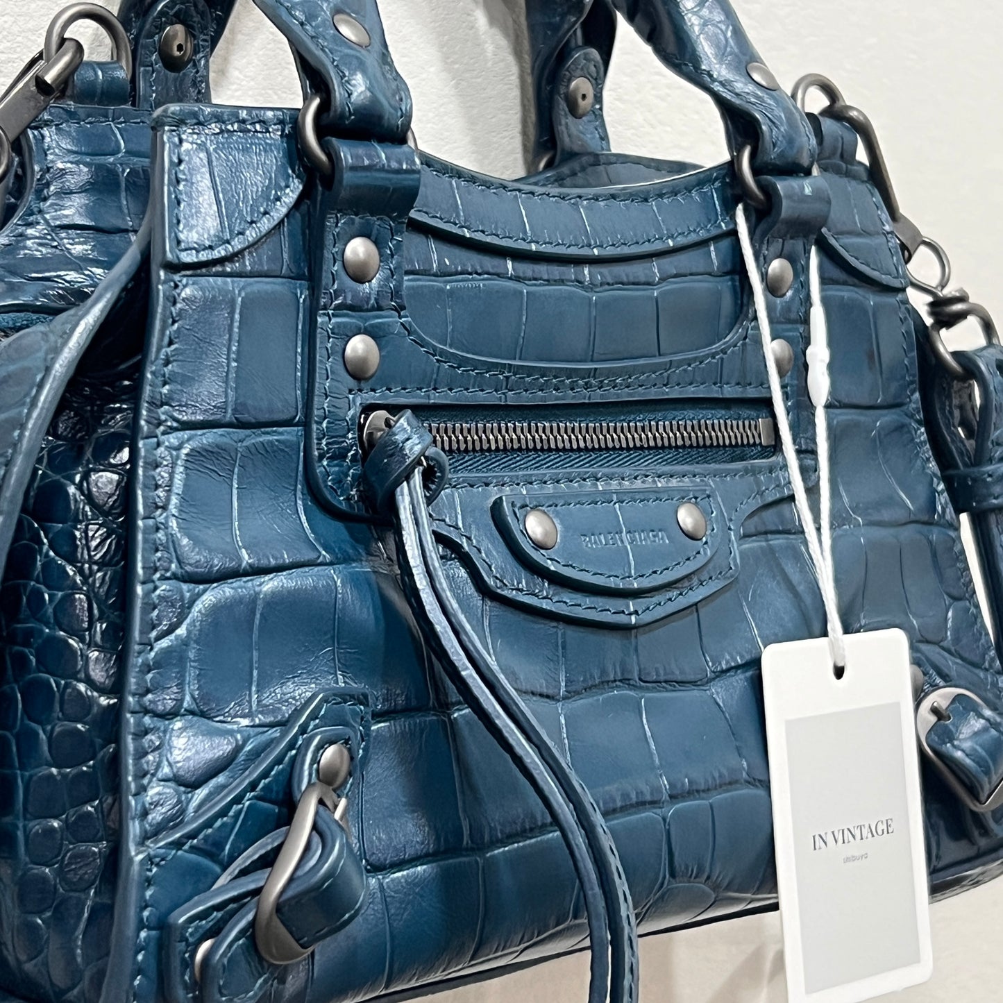 BALENCIAGA Mini City Crocodile
