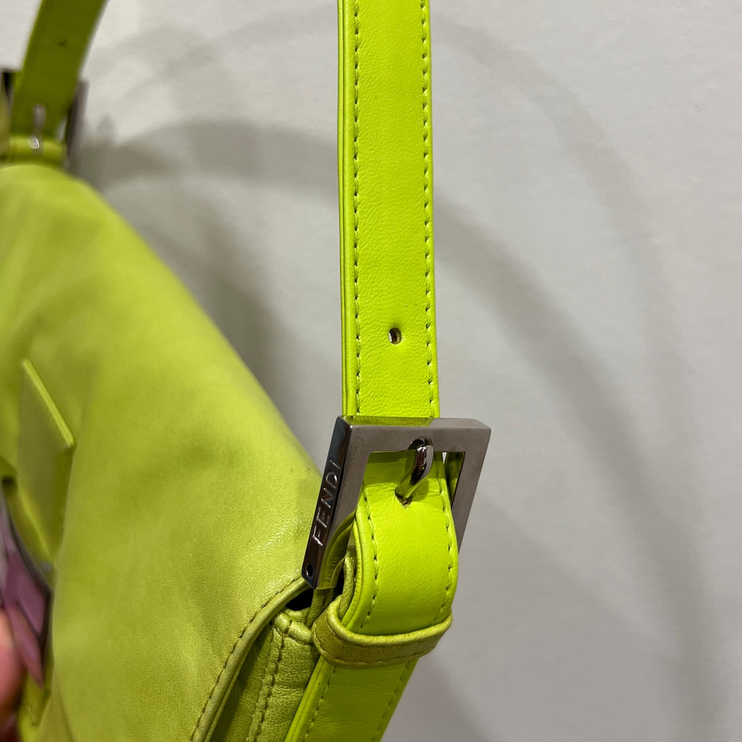 FENDI Baguette Neon Green Nappa Leather