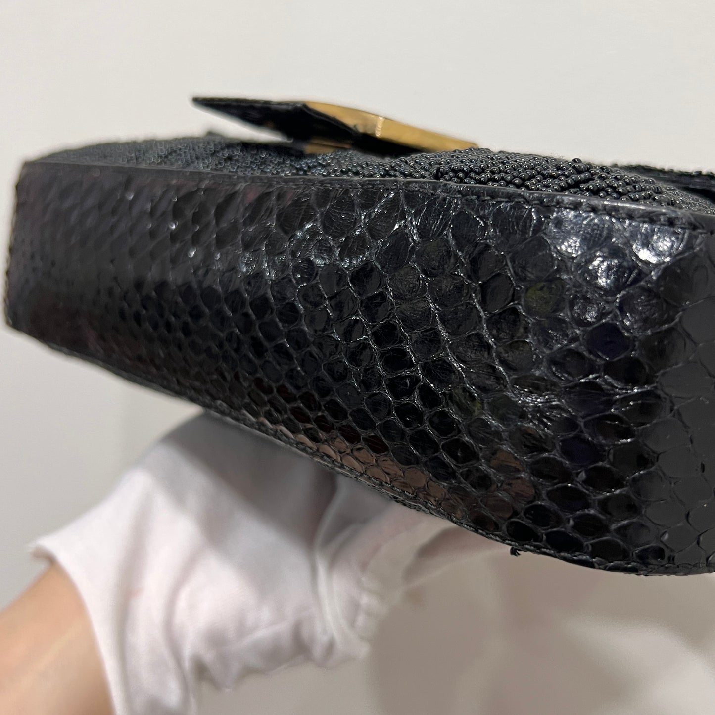 FENDI Beaded and Phyton Baguette