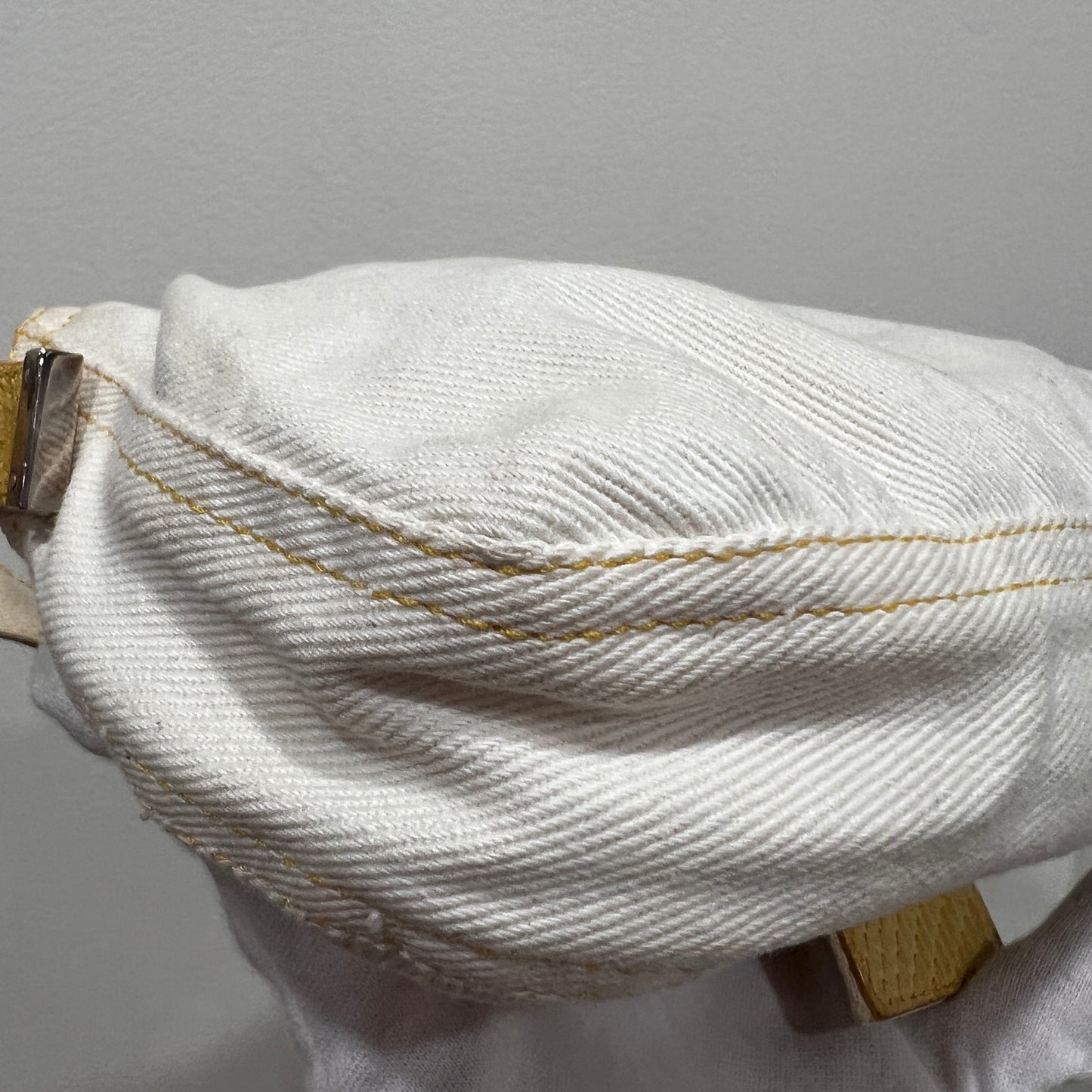 FENDI White Denim & Snakeskin Baguette
