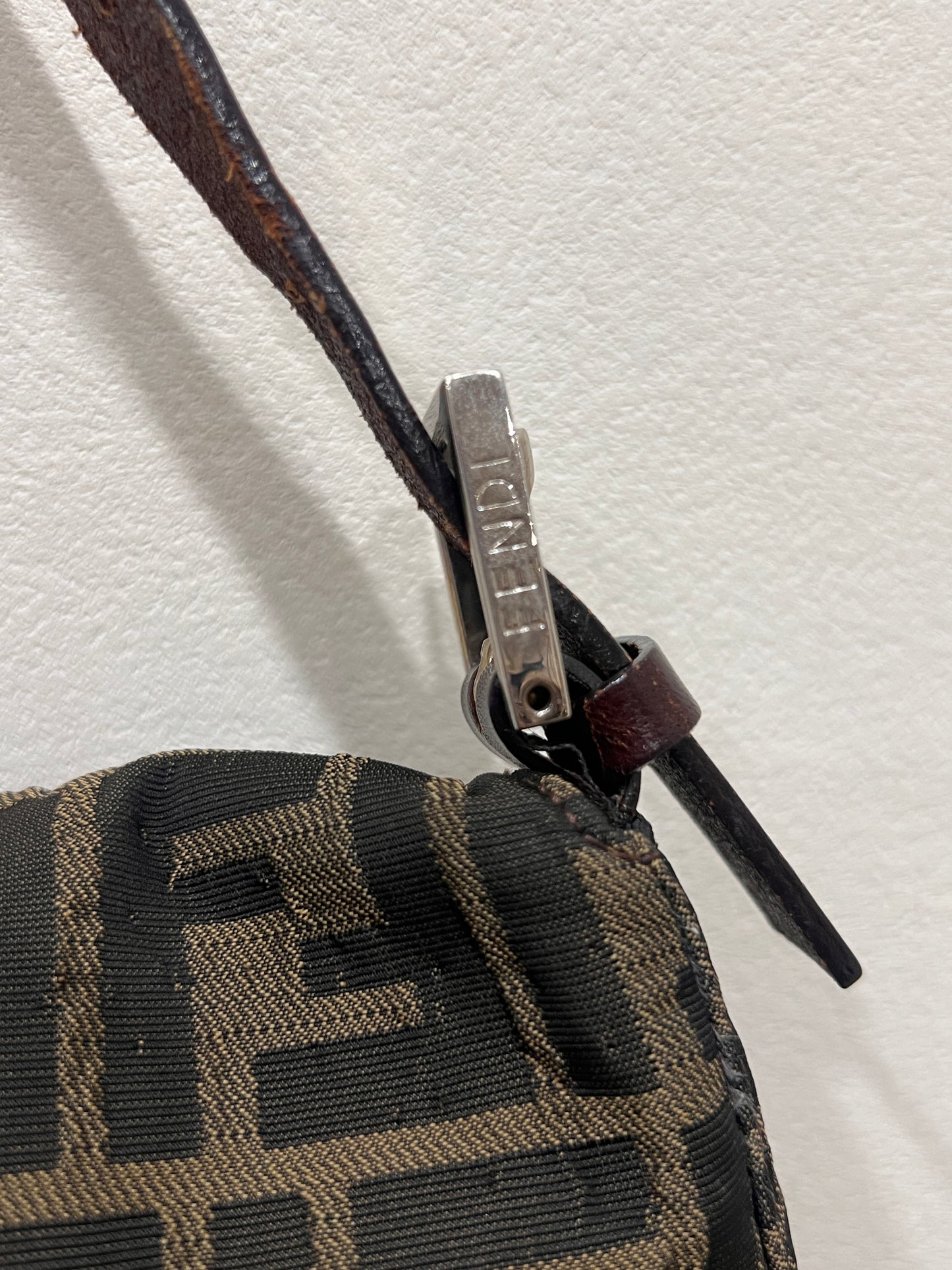FENDI Baguette with Pink Logo Hardware
