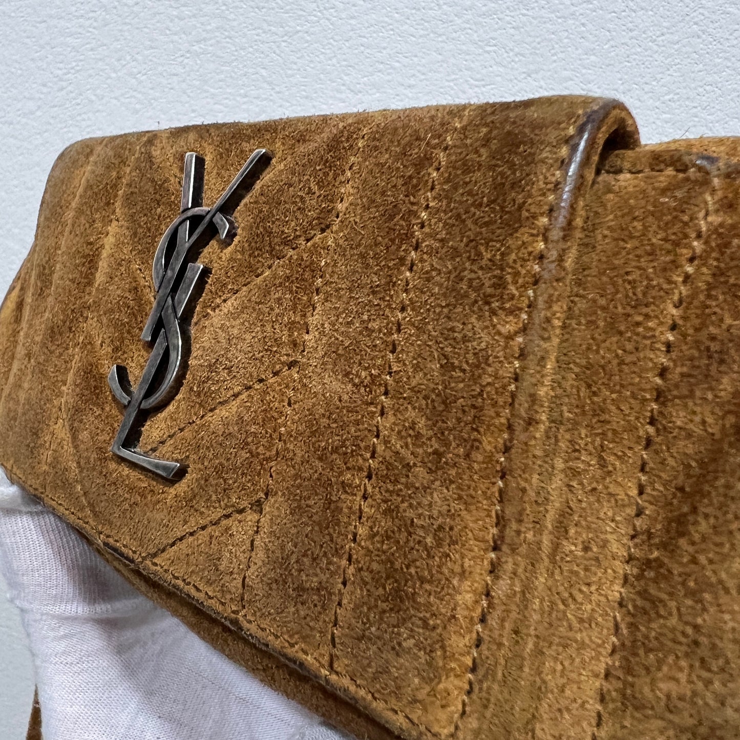 YSL Brown Suede Crossbody Bag