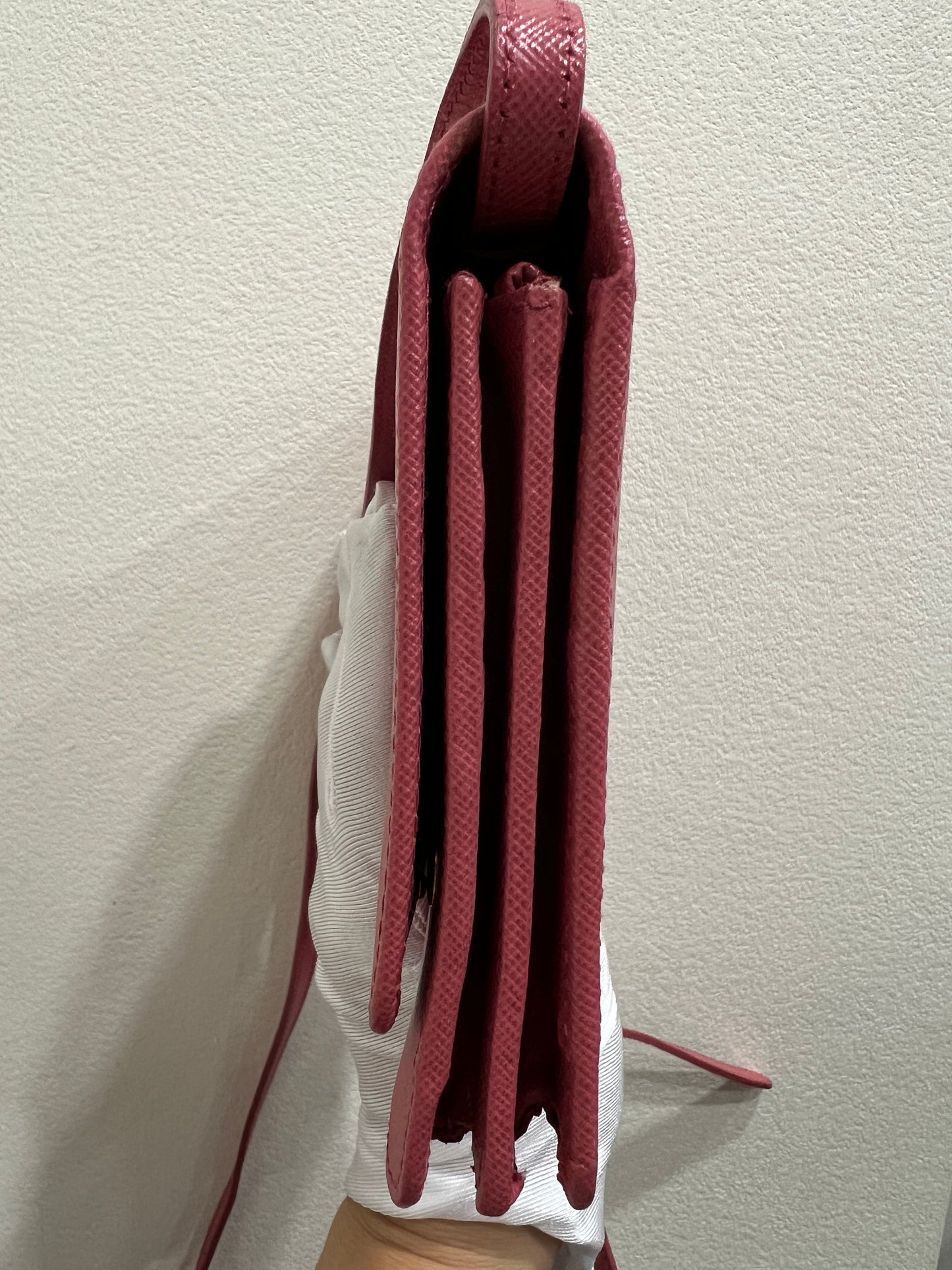 PRADA Saffiano Wallet on Strap with Mirror