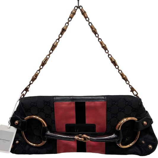 GUCCI Black GG Monogram Horsebit
