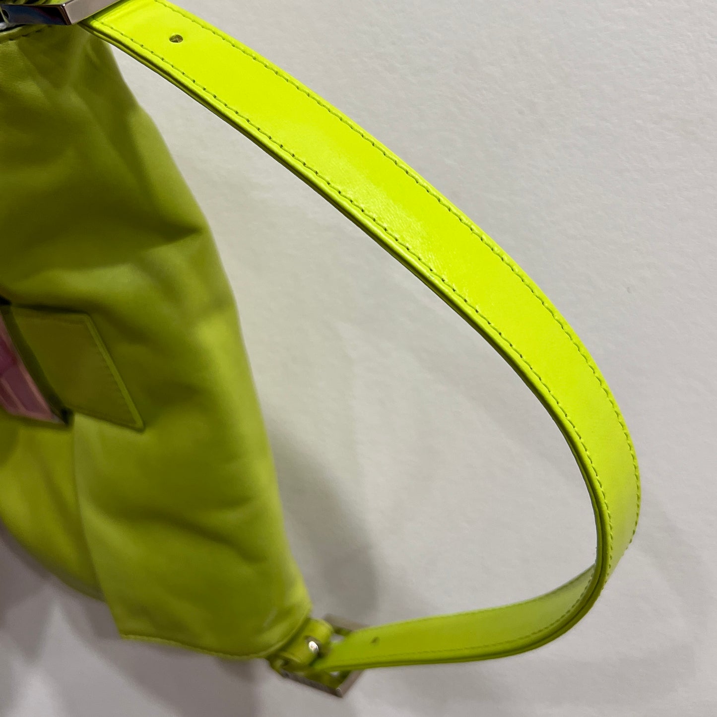 FENDI Baguette Neon Green Nappa Leather