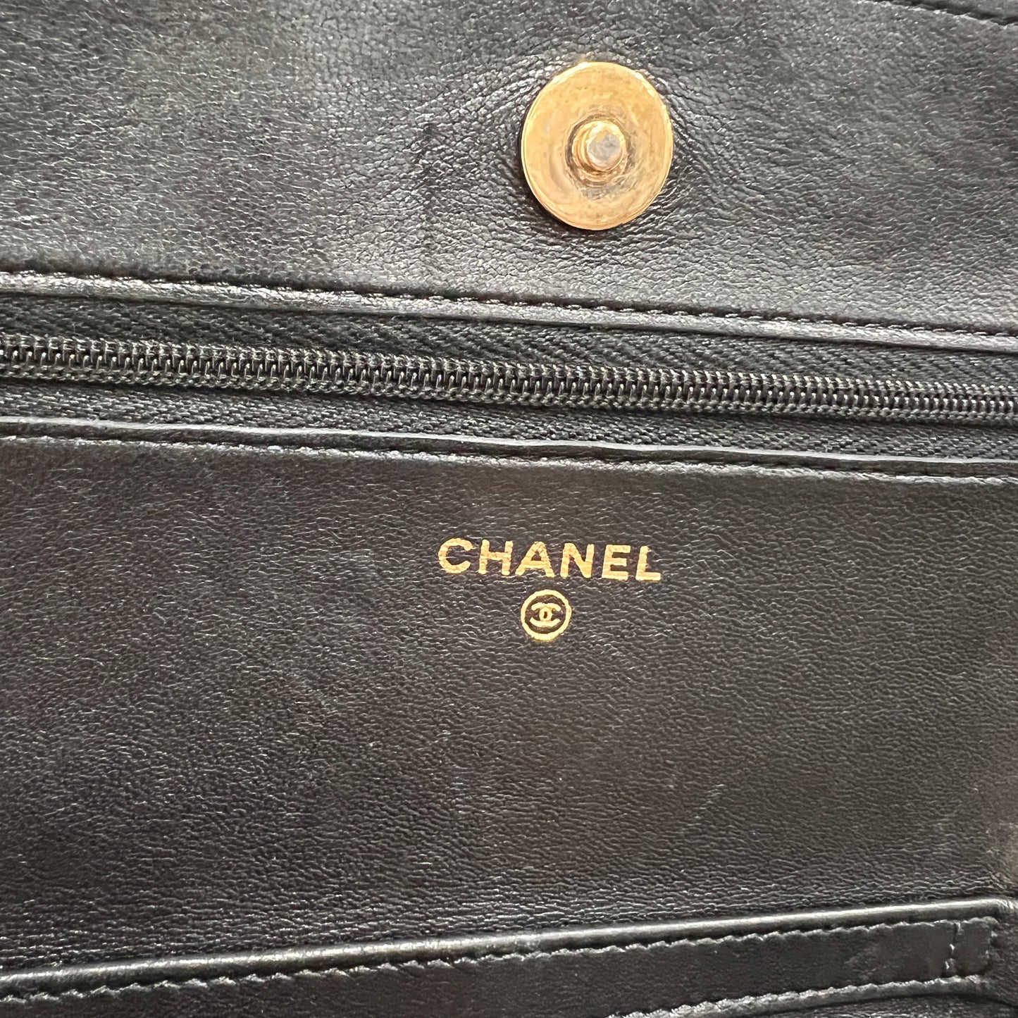 CHANEL Black Wallet on Chain (WOC) Coco Charm Lambskin