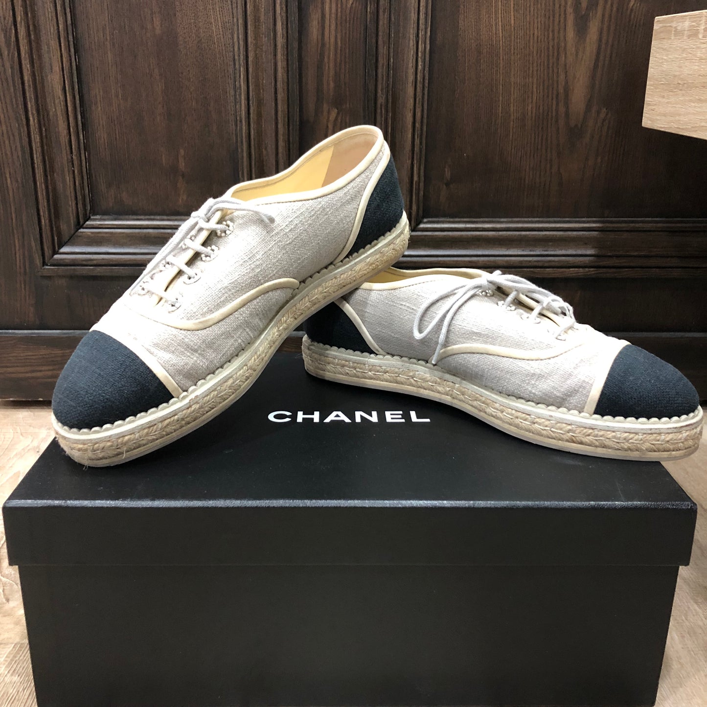 CHANEL Espadrille Shoes Size 38.5