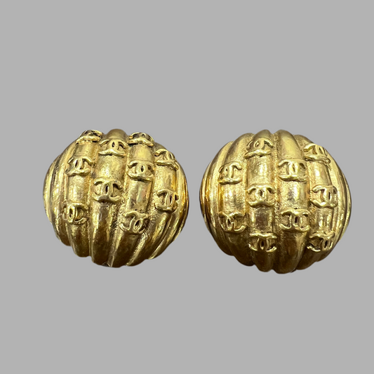 Chanel Dome Clip Earrings