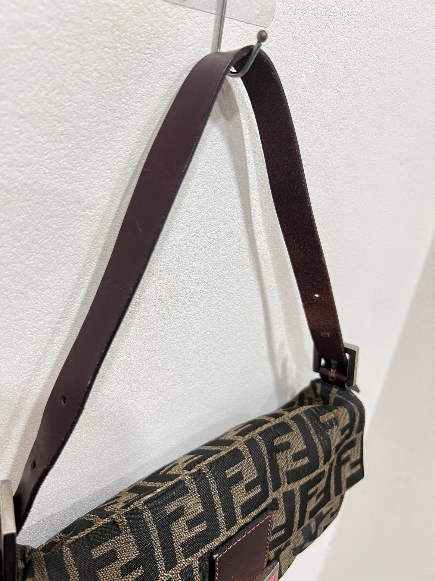 FENDI Baguette with Pink Logo Hardware