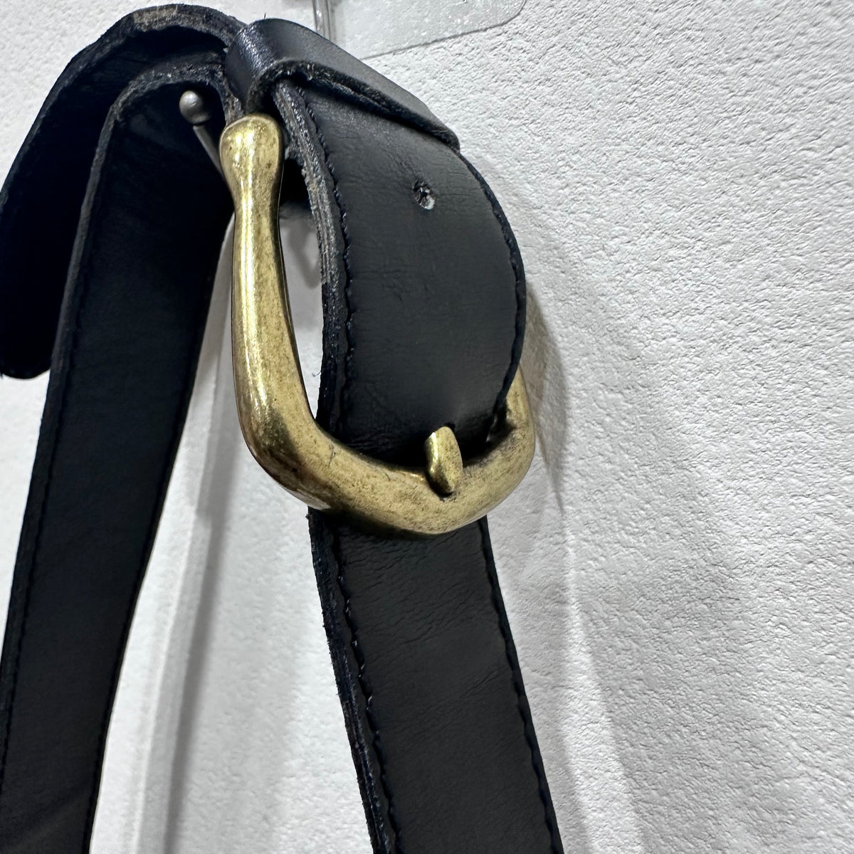 CELINE  Vintage Celine Horse Carriage Buckle Shoulder Bag in Dark leather with a Signature Gold-and-Silver Tone Sulky Horse-and-Carriage Front Clasp