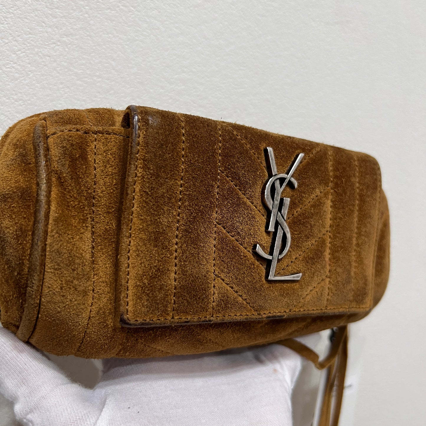 YSL Brown Suede Crossbody Bag
