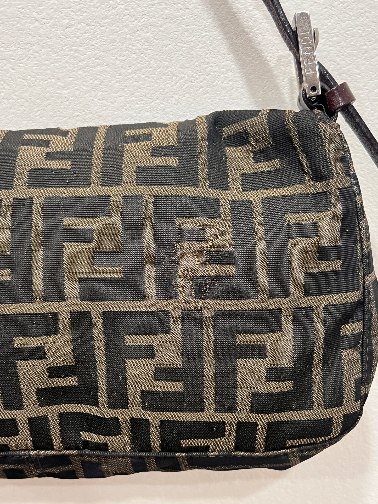 FENDI Baguette with Pink Logo Hardware