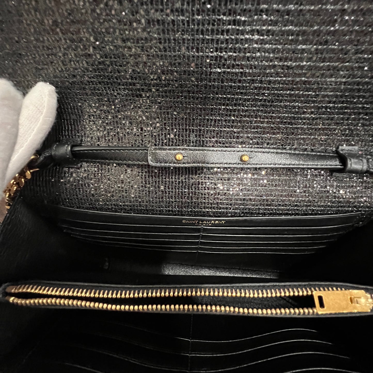 YSL Rare Kate Glitter Chain Wallet