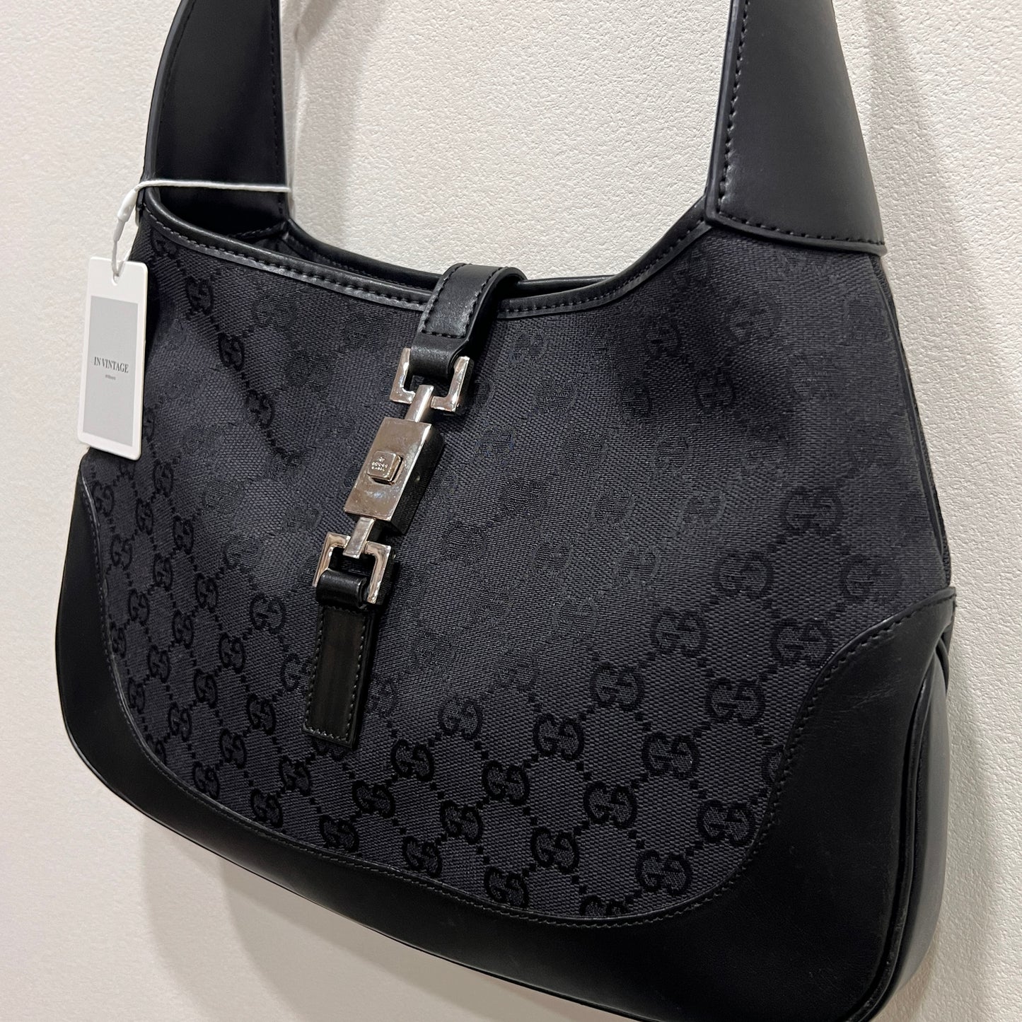 GUCCI Jackie Monogram with Leather Handle