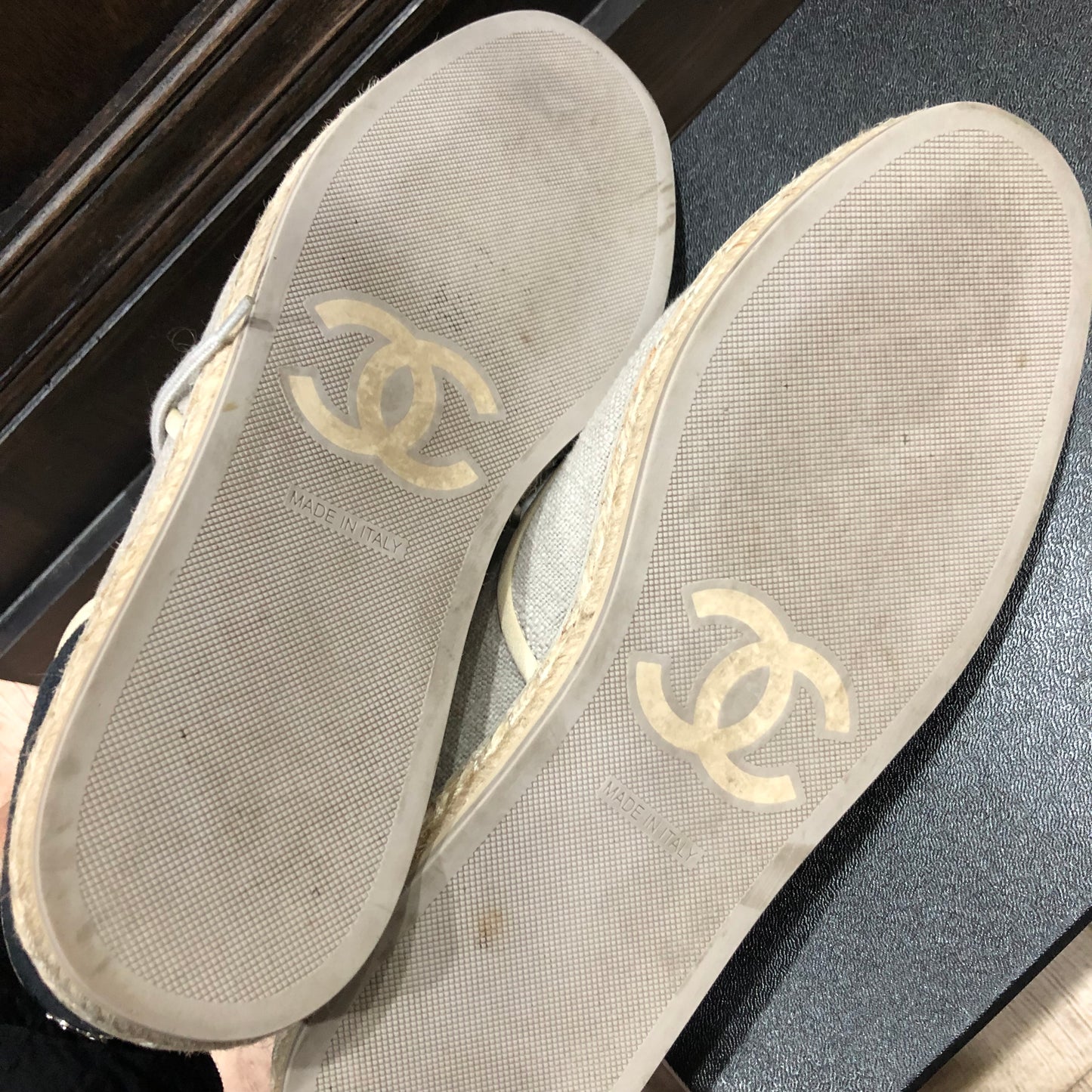 CHANEL Espadrille Shoes Size 38.5