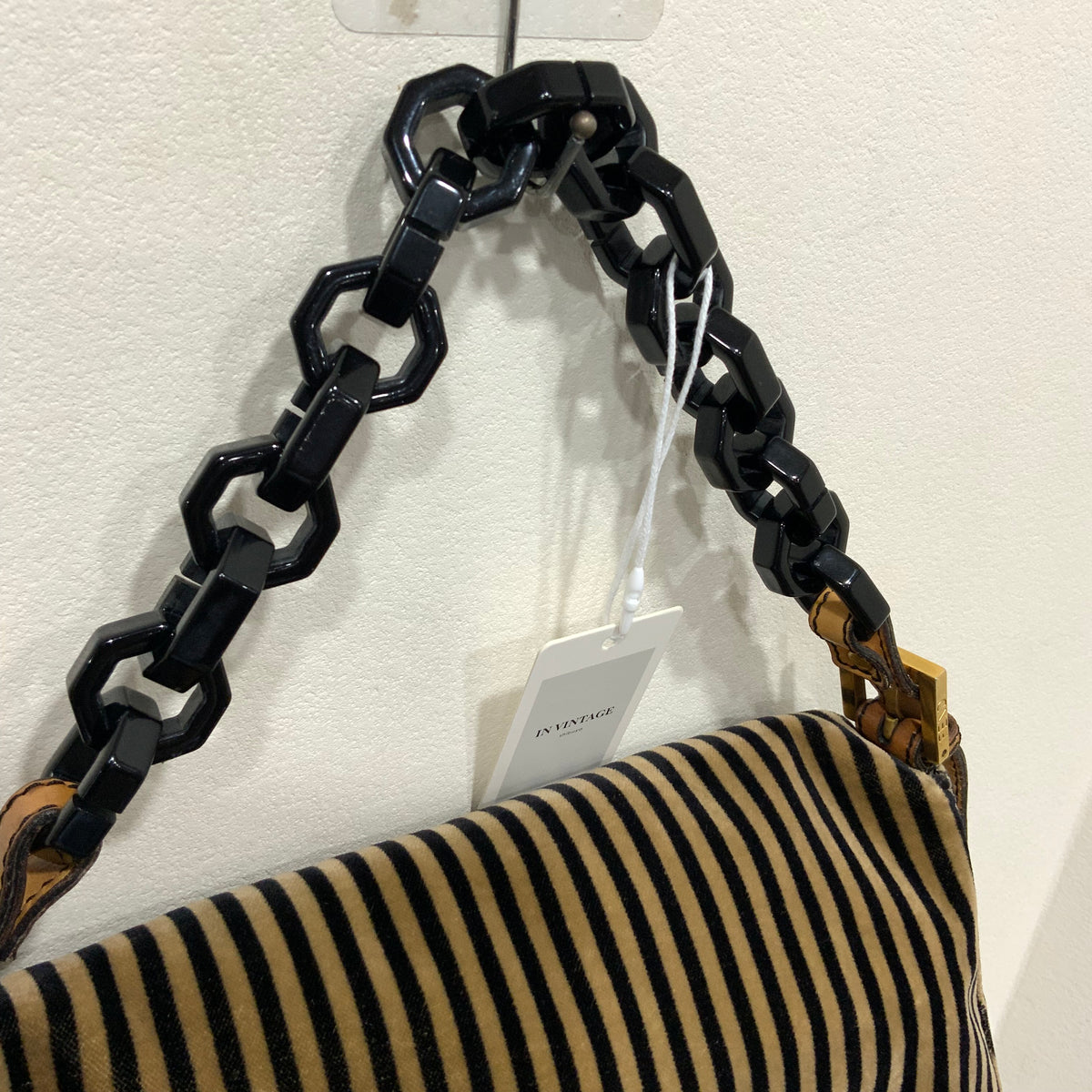 FENDI Velvet Pequin Striped Mamma Baguette Flap