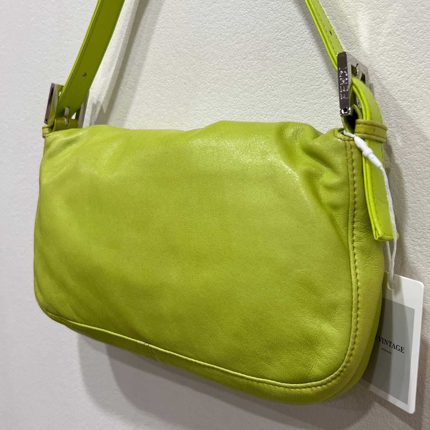 FENDI Baguette Neon Green Nappa Leather