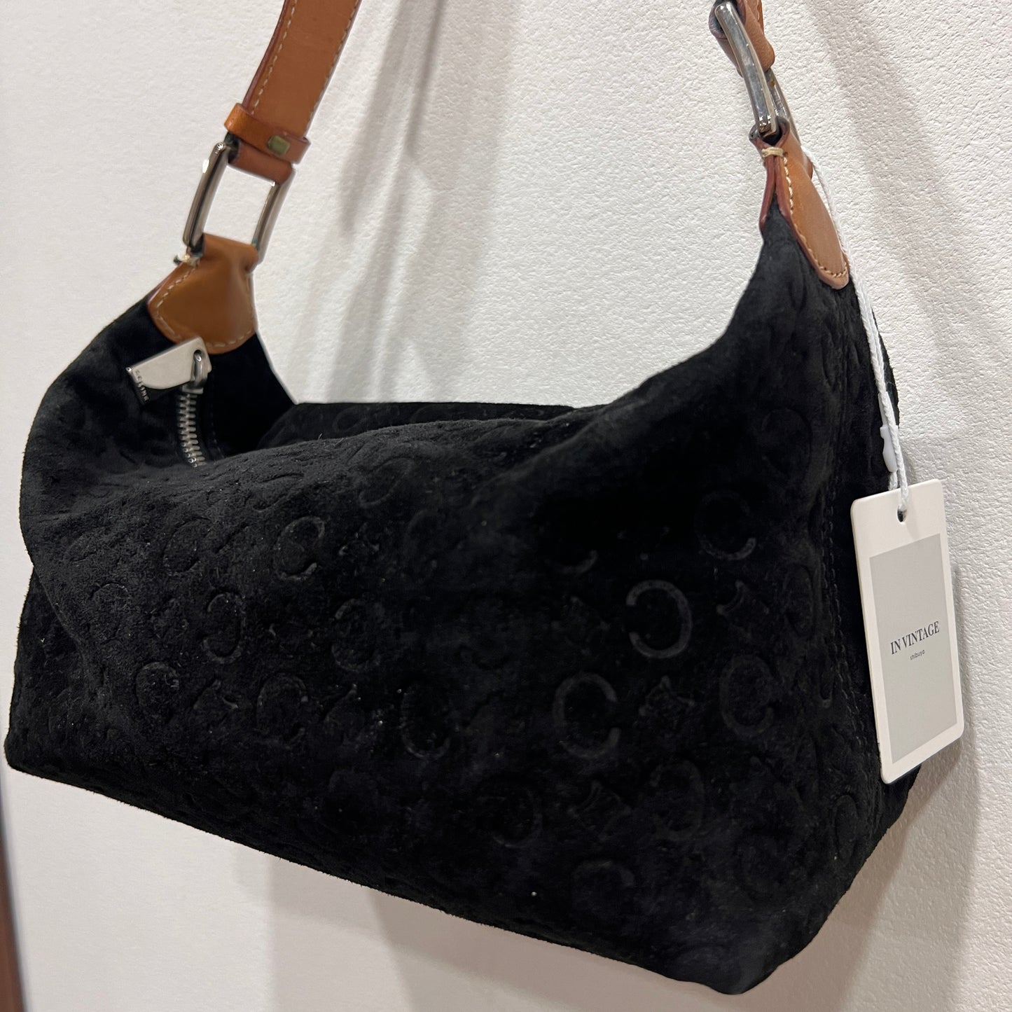 Celine Shoulder Bag Black Suede