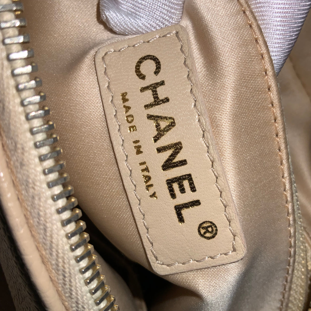 CHANEL Beige Petite Timeless Tote Quilted Caviar Leather
