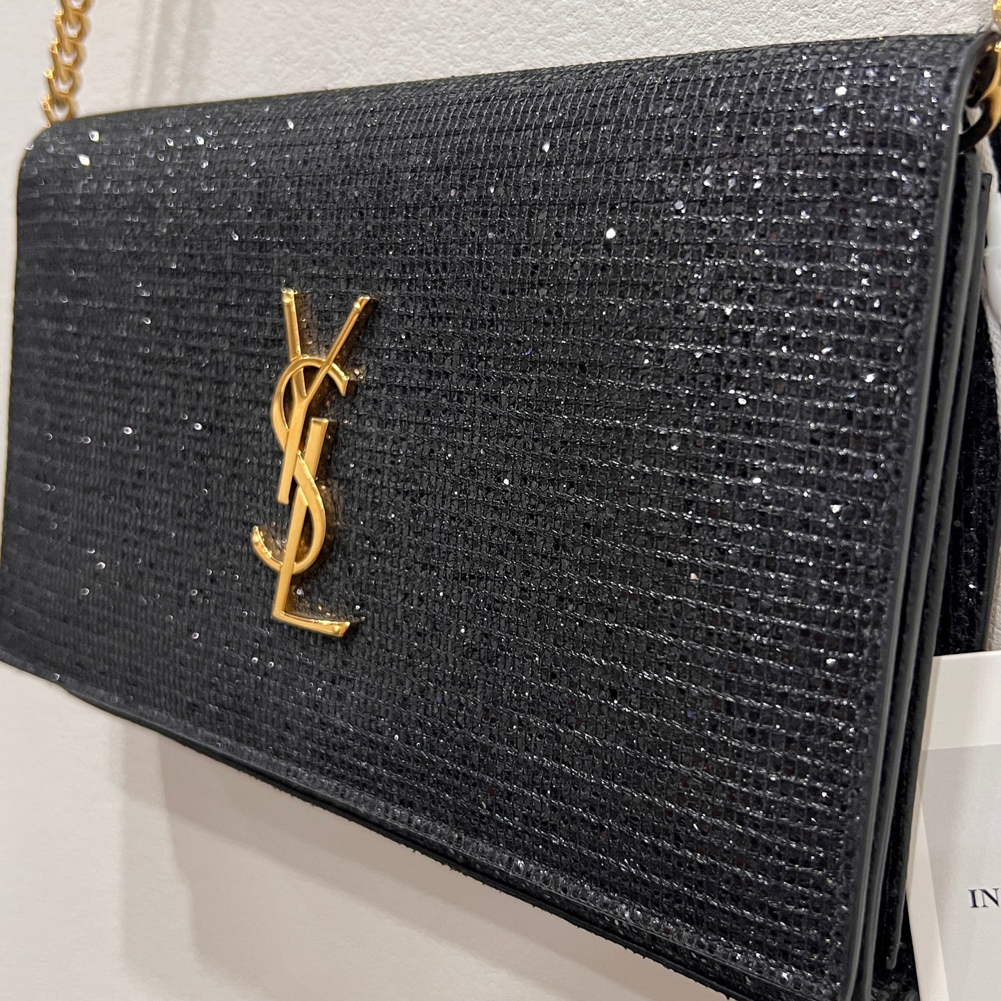YSL Rare Kate Glitter Chain Wallet