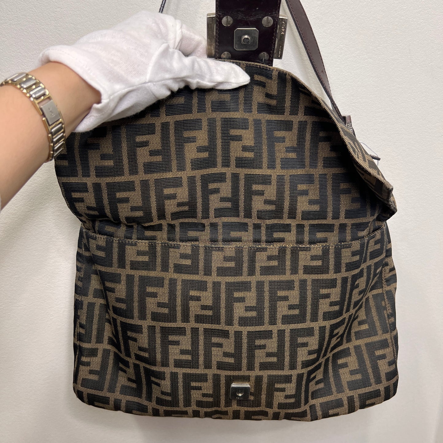 Fendi Zucca Canvas Shoulder Bag