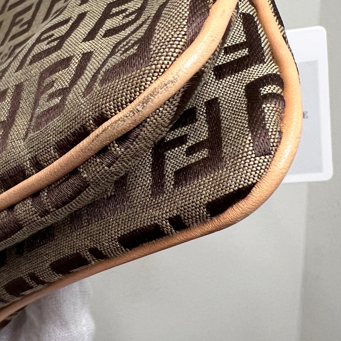 FENDI Brown Zuccino Canvas Double Flap