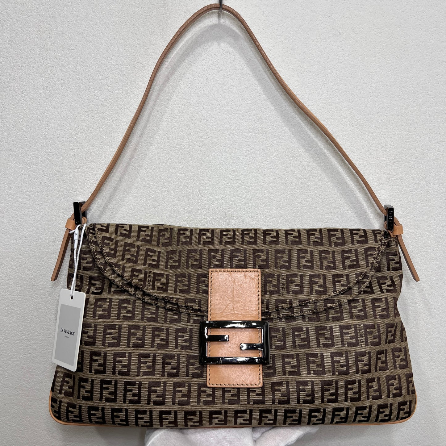 FENDI Brown Zuccino Canvas Double Flap