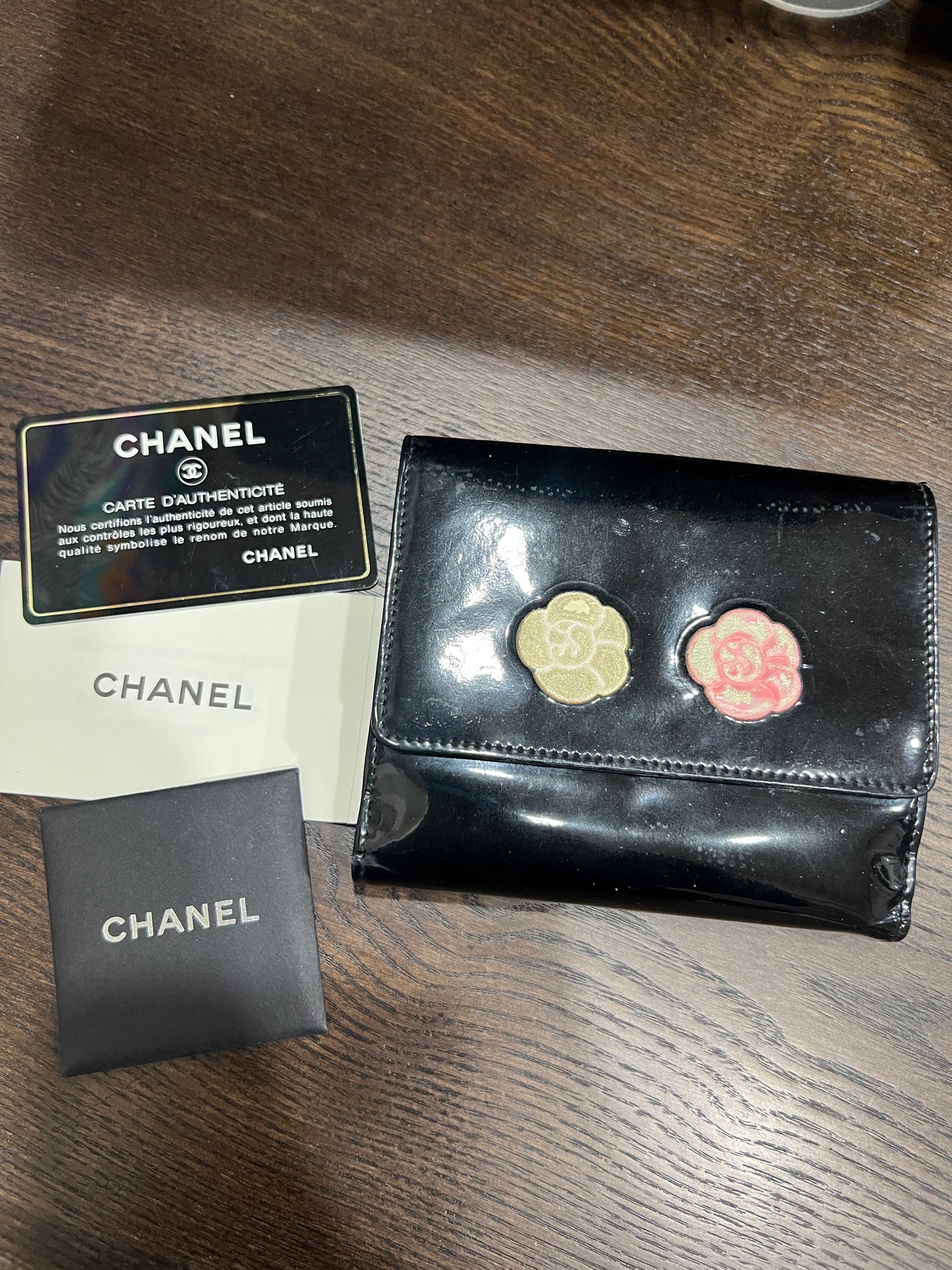CHANEL Camellia Patent Leather