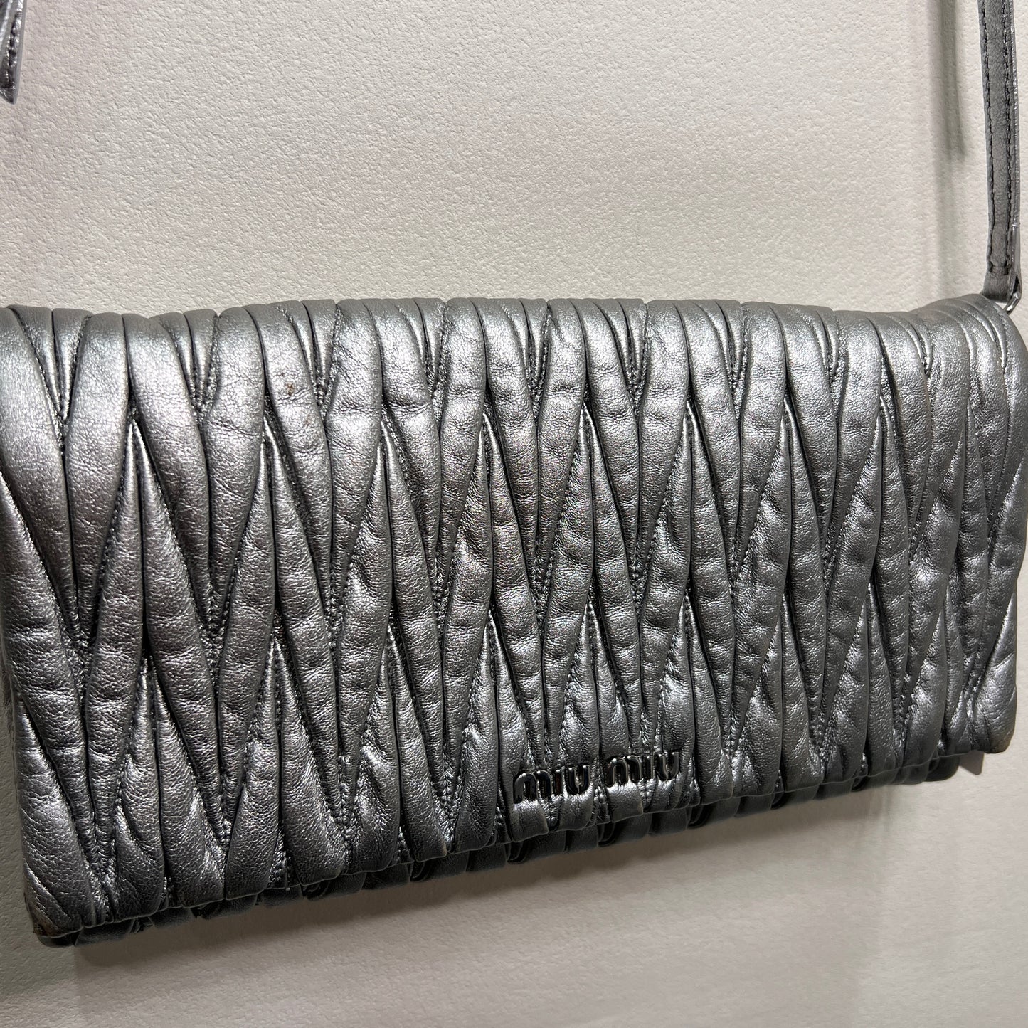 MIU MIU Metallic Leather Crossbody 30cm