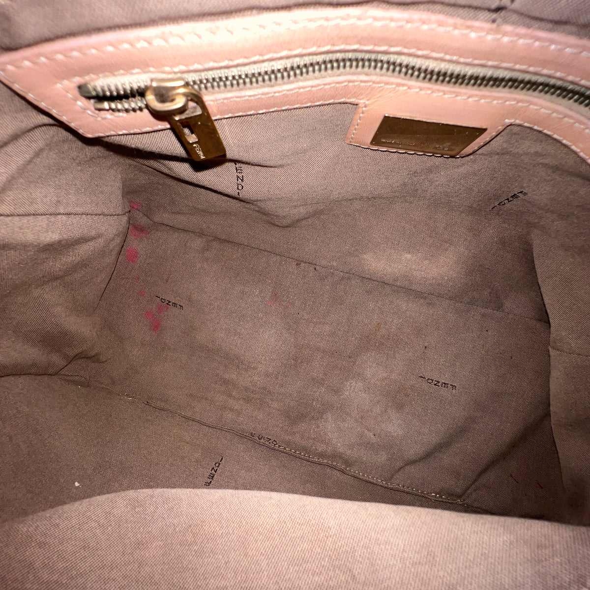 FENDI Mamma Baguette Zuccino Canvas in Old Rose Gold