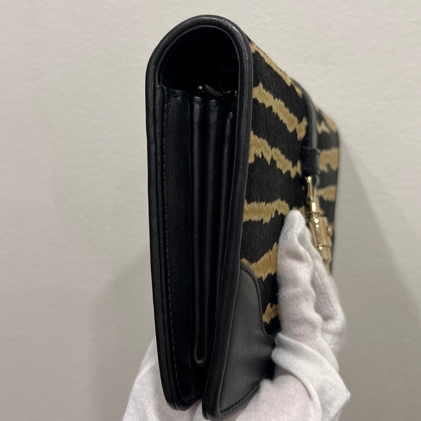 GUCCI Zebra Print Calf Hair Broadway Evening Bag