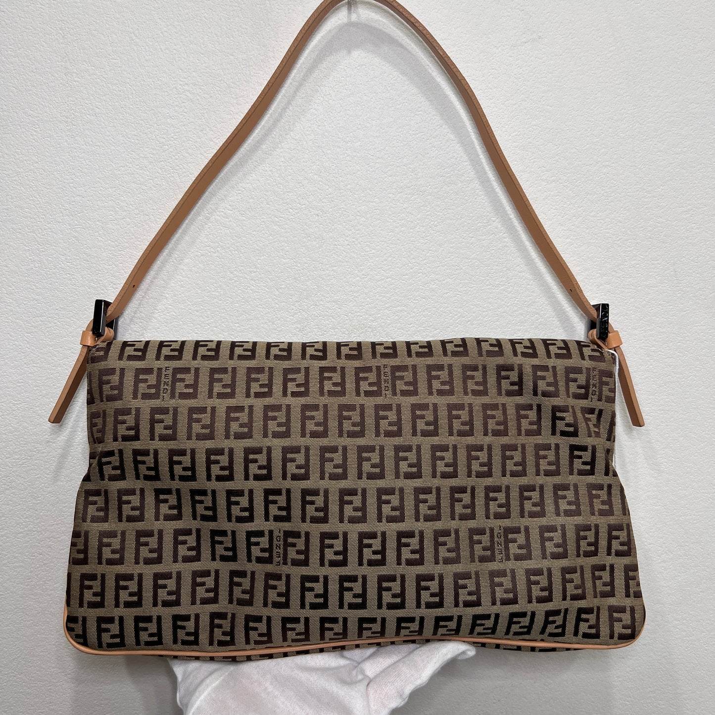 FENDI Brown Zuccino Canvas Double Flap