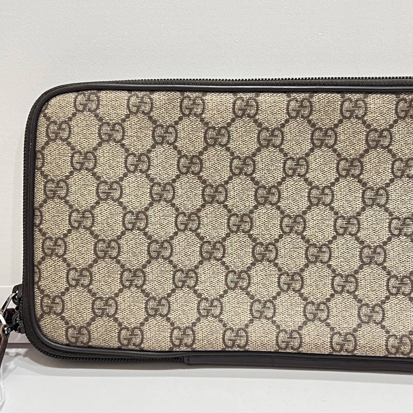 GUCCI Beige GG Supreme Canvas and Leather Travel Tie Case