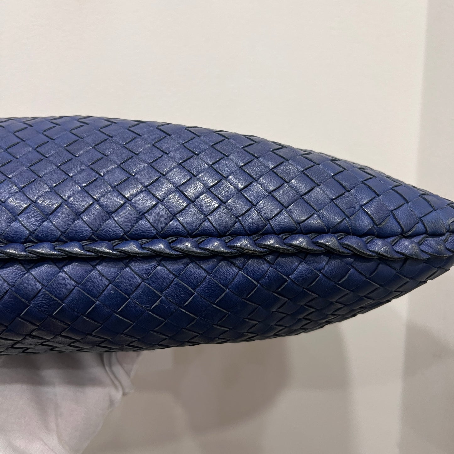 BOTTEGA VENETA Hobo Navy Interciatto Woven Napa Leather Bag