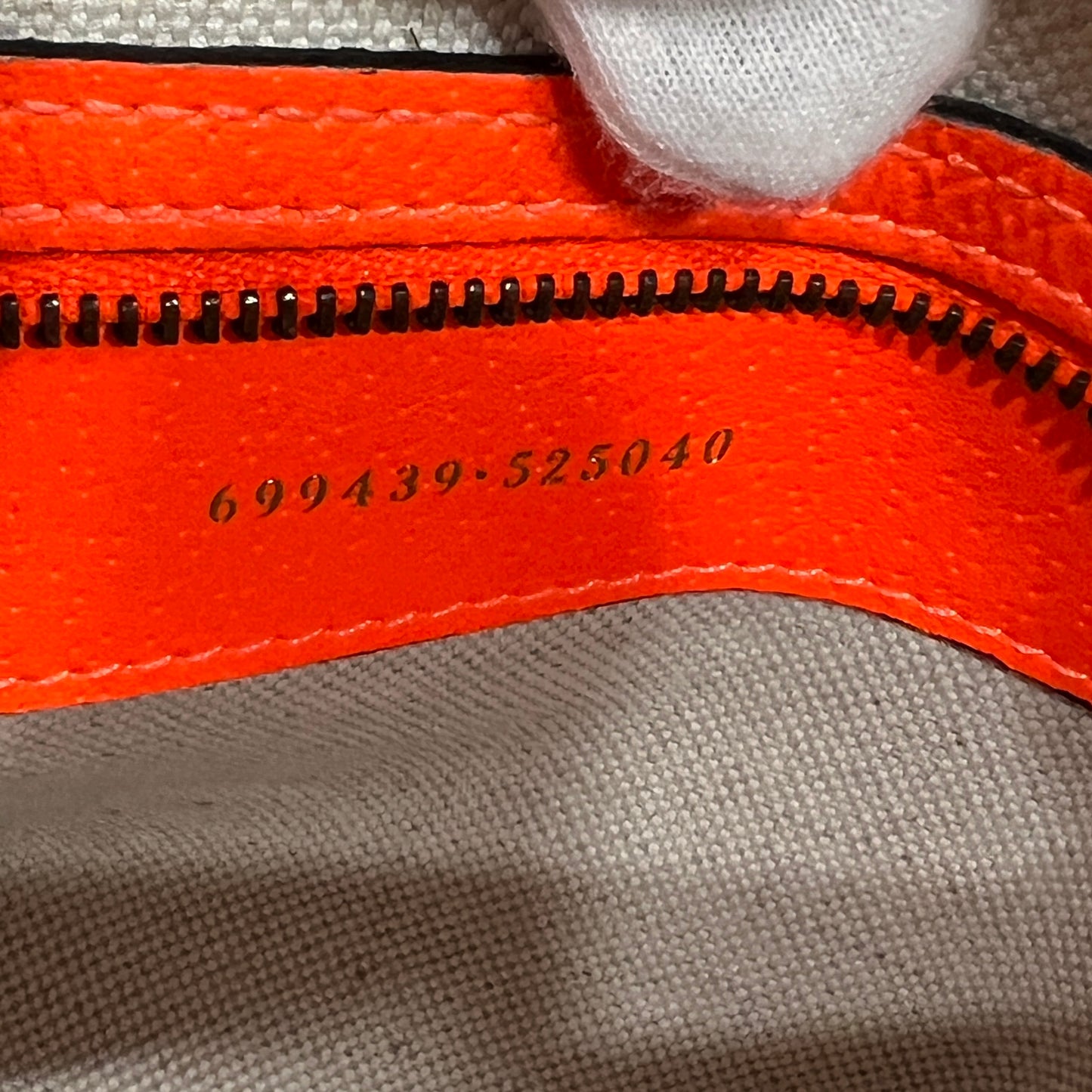 GUCCI GG Supreme Monogram Textured Dollar Calfskin Web Ophidia Wristlet Shoulder Bag Beige Ebony Orange