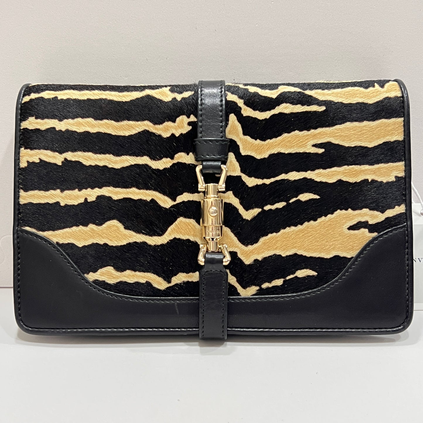 GUCCI Zebra Print Calf Hair Broadway Evening Bag