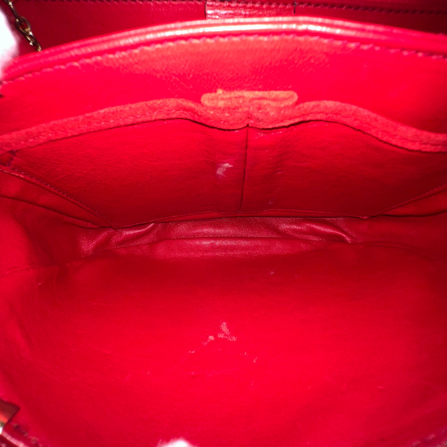 CELINE Horseshoe Red Suede Leather Two-Way Handbag