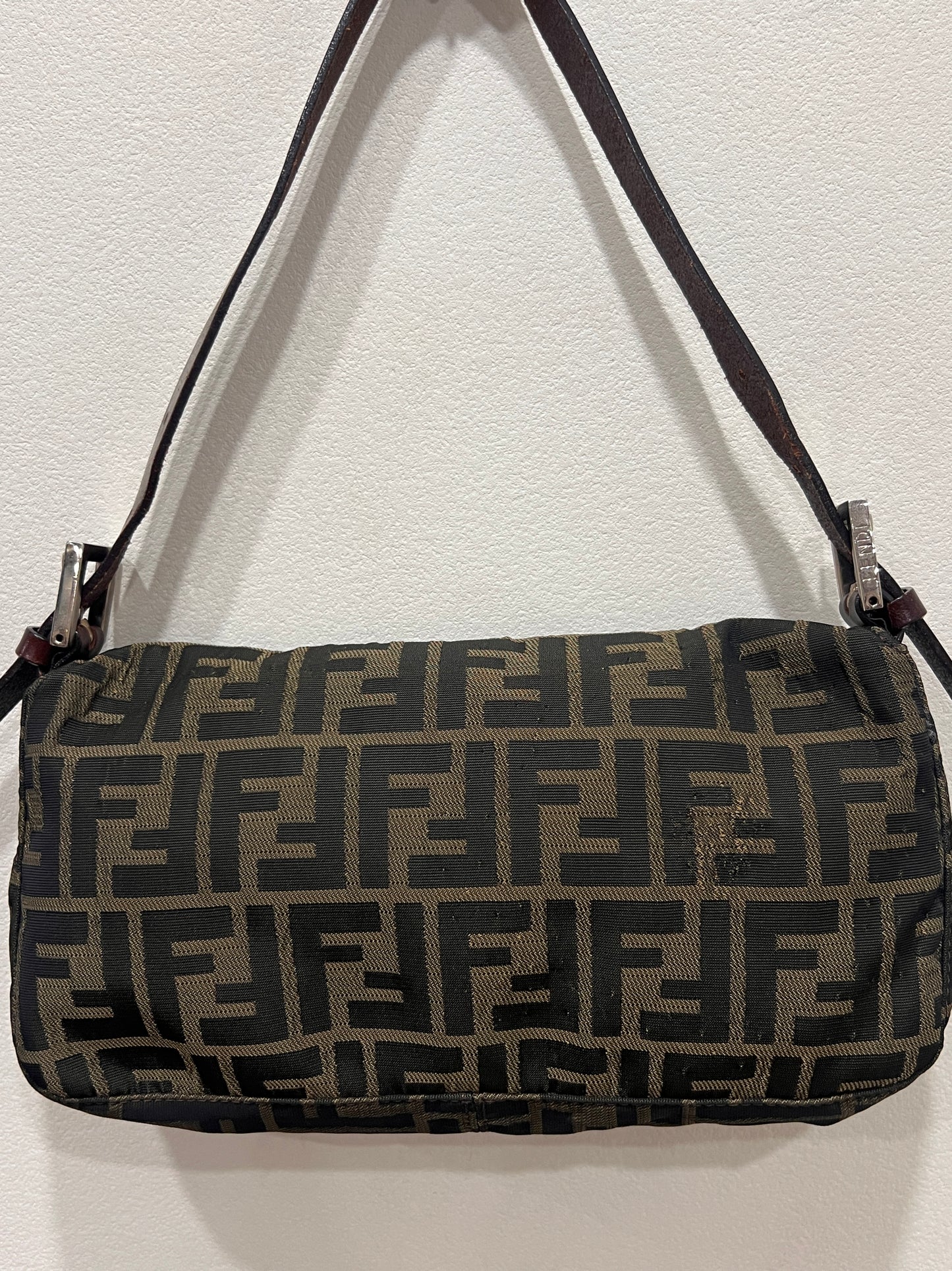 FENDI Baguette with Pink Logo Hardware