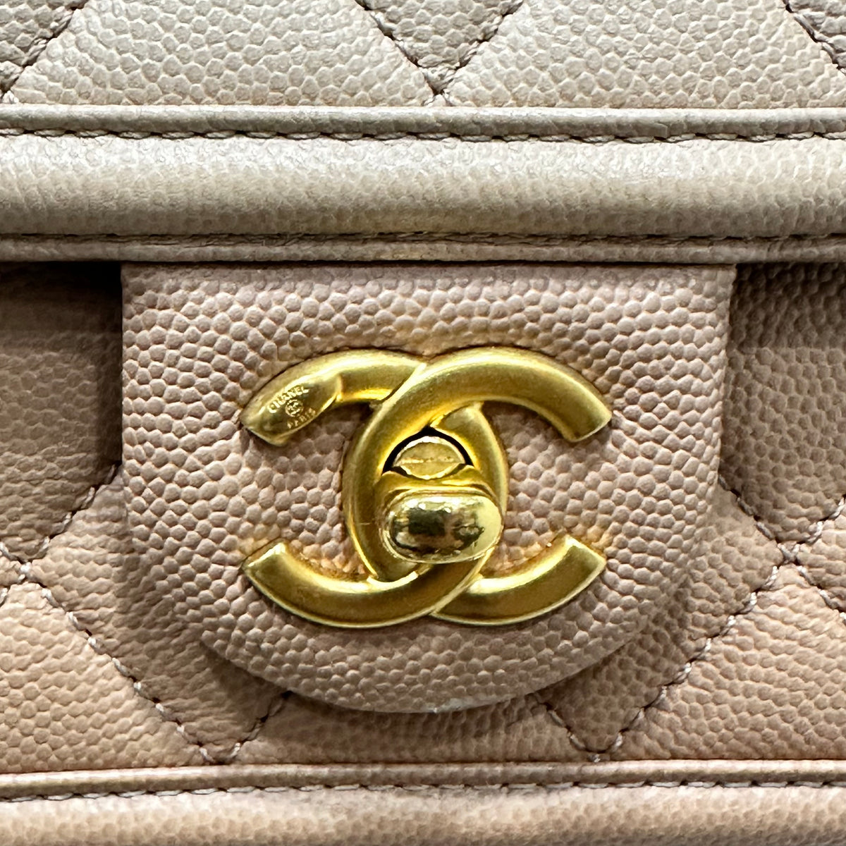 CHANEL Beige Ombre Quilted Caviar Leather Sunset On The Sea Flap / Waist Bag