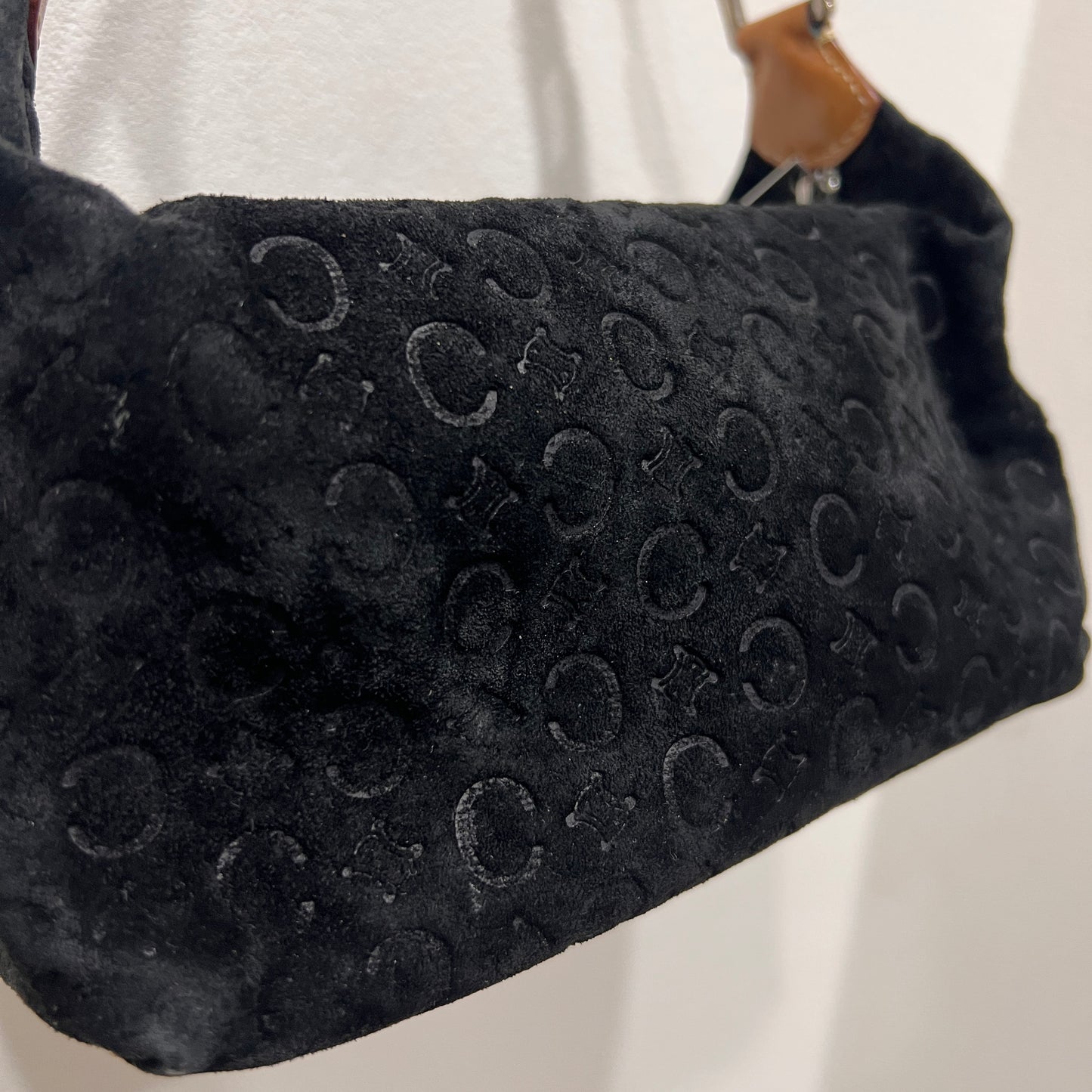 Celine Shoulder Bag Black Suede