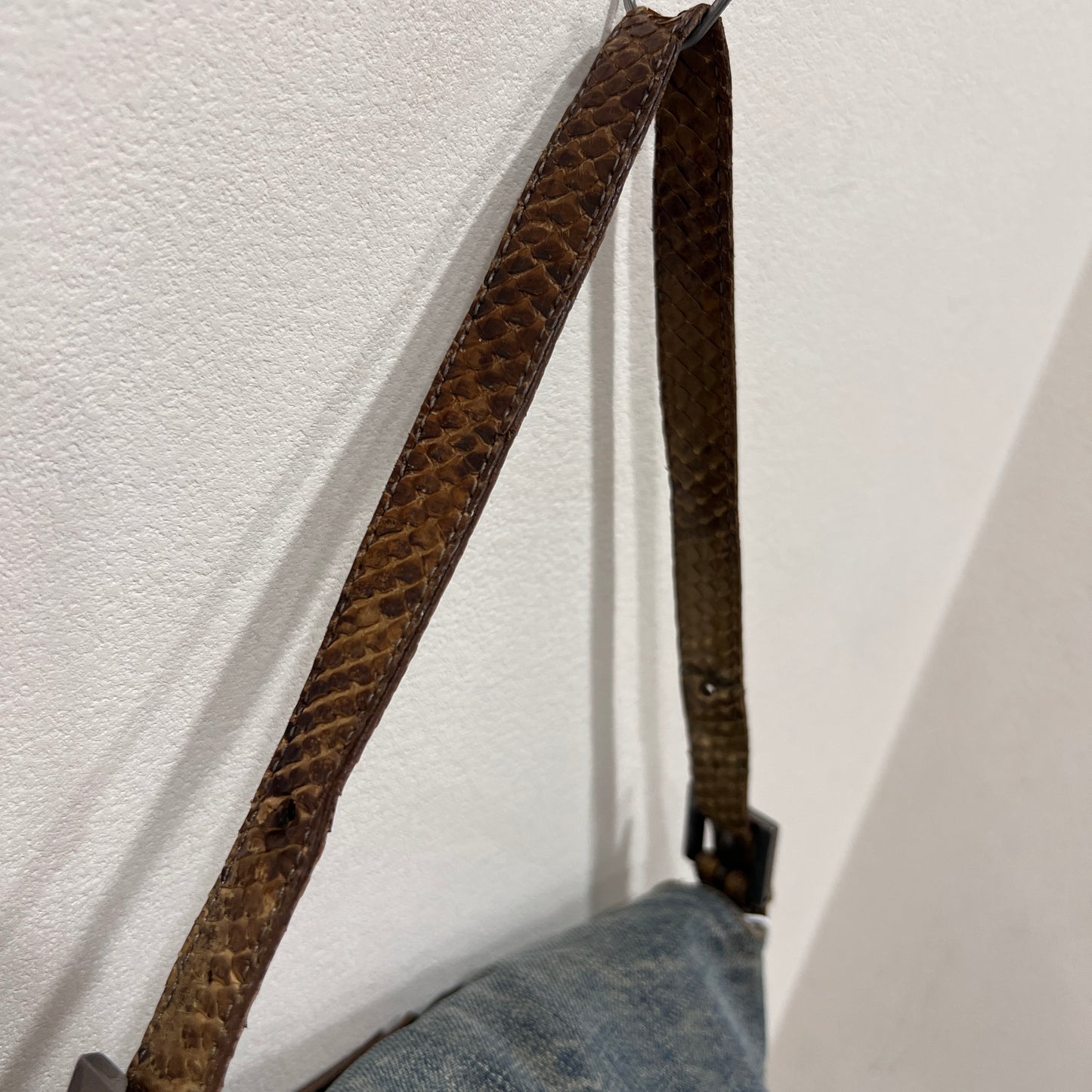 Fendi Mamma Baguette Denim Shoulder Bag